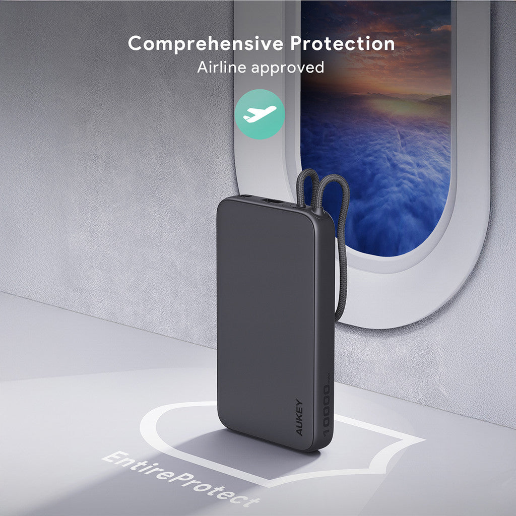 PB-Y53P 20W 10000mAh Slim Power Bank with Built-in USB C Cable