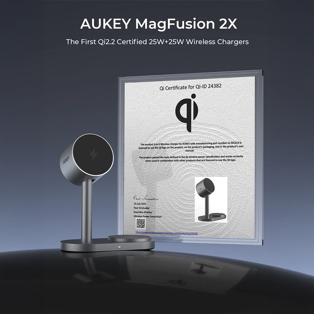 LC-MC213 Qi2.2 MagFusion 2X Wireless Charging Station 2-in-1 Magnetic Wireless Charger