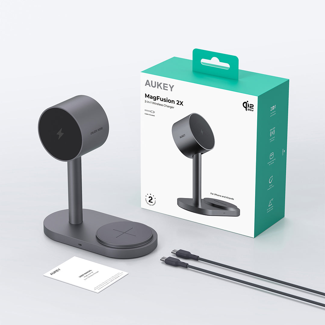 LC-MC213 Qi2.2 MagFusion 2X Wireless Charging Station 2-in-1 Magnetic Wireless Charger