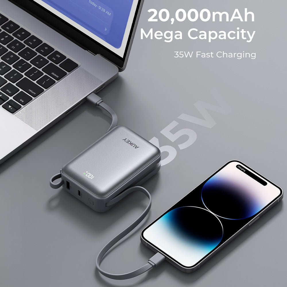 PB-Y92L 20K mAh 35W Swivel Mini L Power Bank with USB C and Lightning Cable - CCC Certification