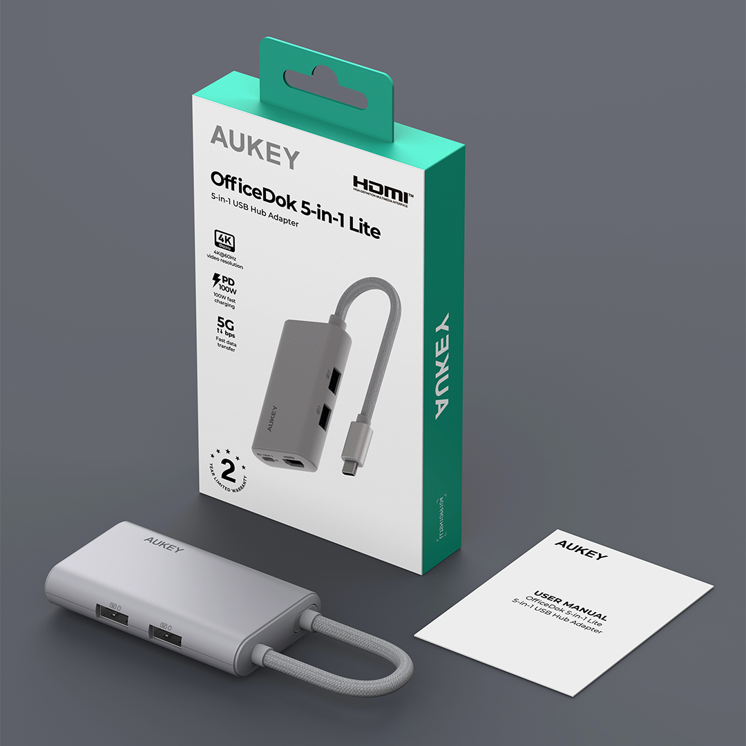 AUKEY UH-CUH06 OfficeDok 5-in-1 Lite USB Hub Adapter