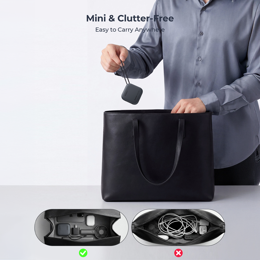 Aukey CB-DCC247 Circlet Reel 240W 0.9m DTY Braided USB-C to USB-C Retractable Cable