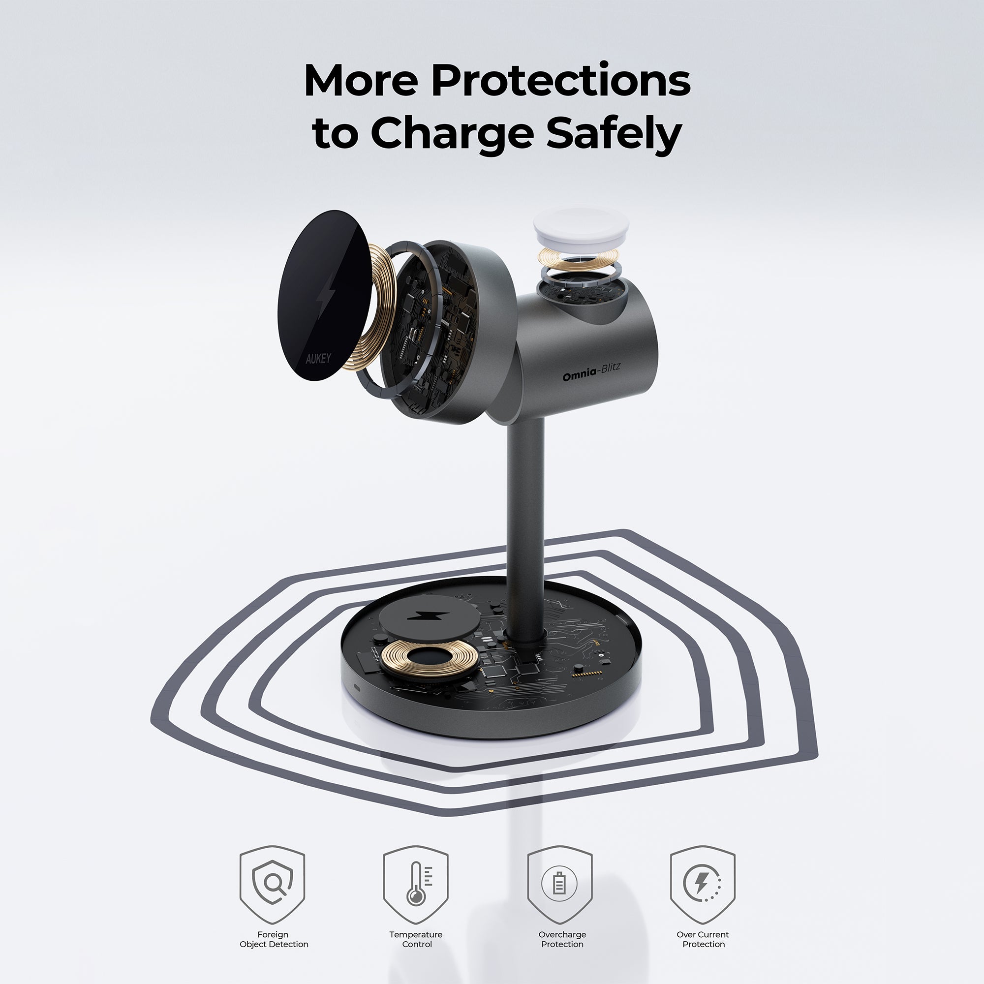 LC-MC311 MagFusion 3 in 1 Magnetic Fast Wireless Charging Station with Qi2 MFW Magsafe compatible