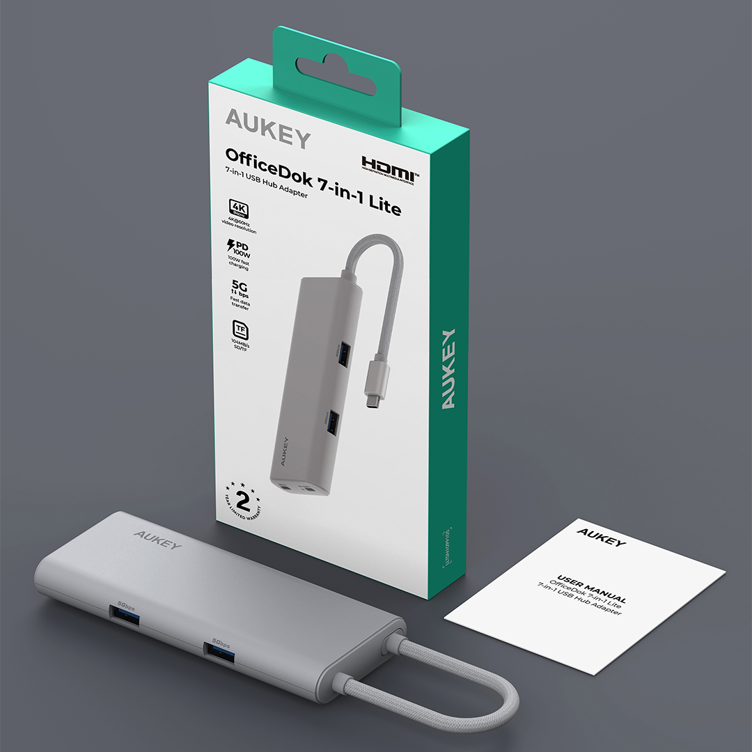 AUKEY UH-CUH07 OfficeDok 7-in-1 Lite USB Hub Adapter