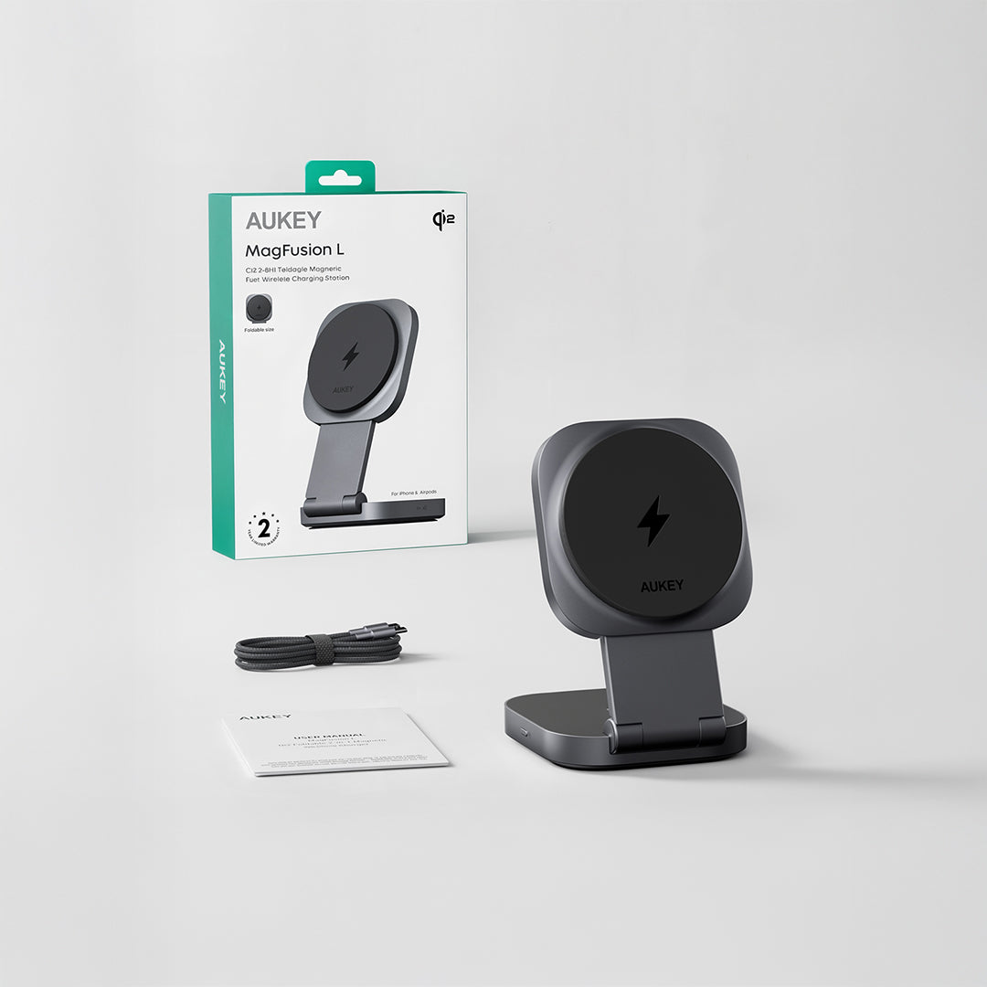 LC-MC211 MagFusion L Qi2 2-in-1 Foldable Magnetic Fast Wireless Charging Station