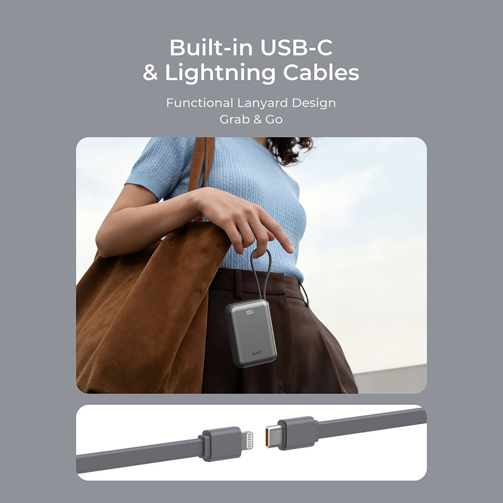 PB-Y92L 20K mAh 35W Swivel Mini L Power Bank with USB C and Lightning Cable - CCC Certification
