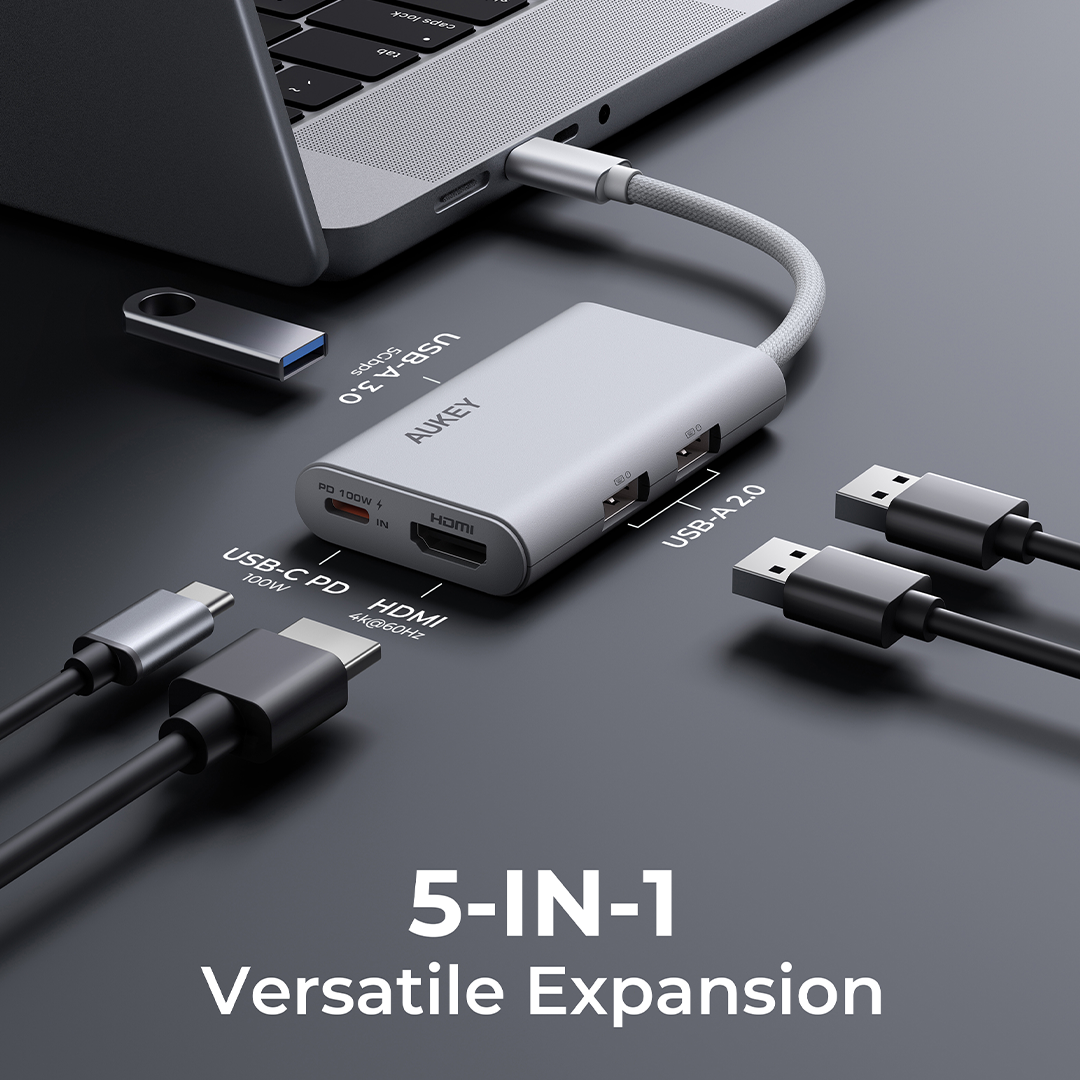 AUKEY UH-CUH06 OfficeDok 5-in-1 Lite USB Hub Adapter