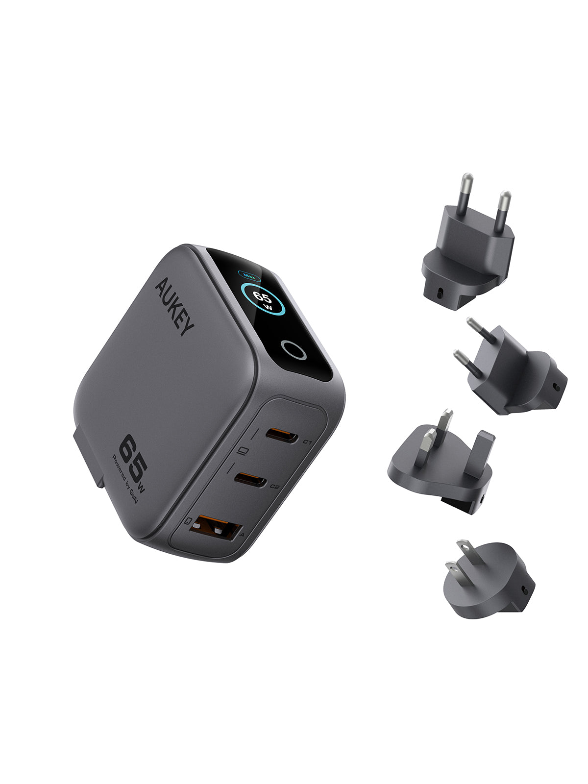 PA-B8U Nova PinS 65W GaN Wall Charger Smart Display EU UK US TH Interchangeable Plugs