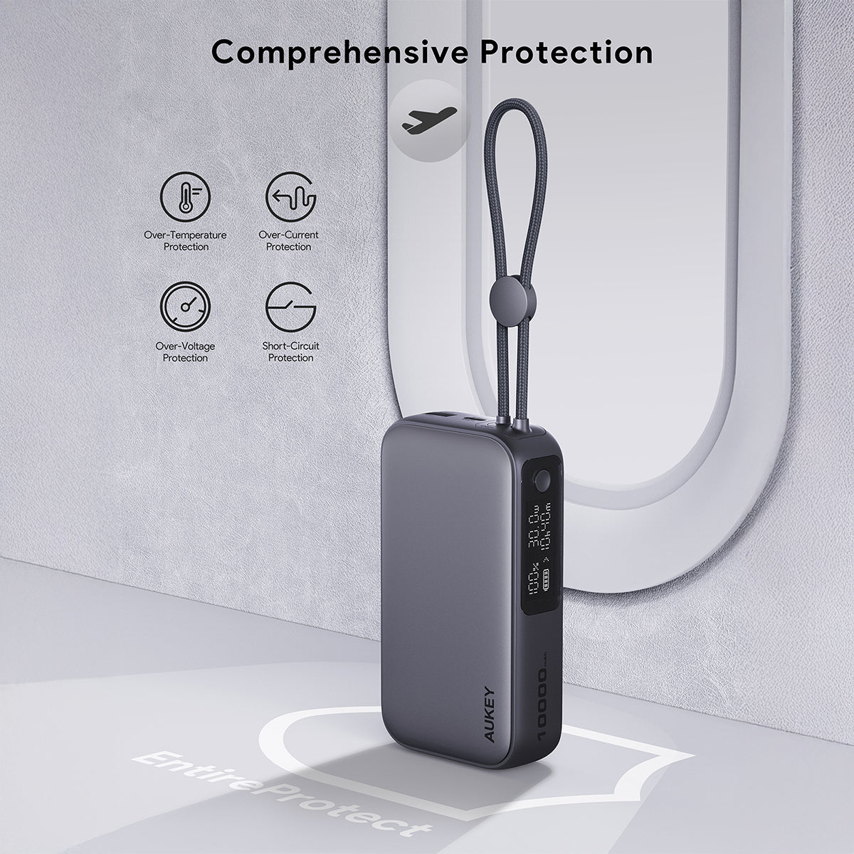 PB-Y47 Spark Sling 10000mAh 30W PD Power Bank With Built in USB C Cable