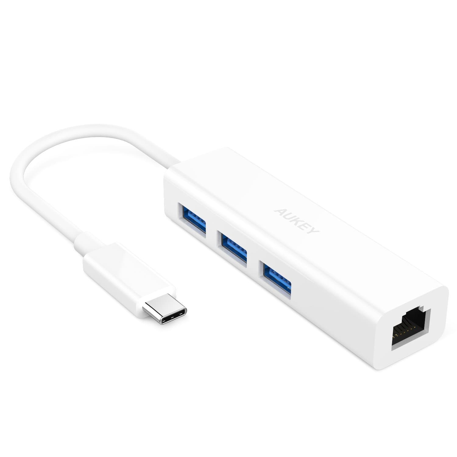 AUKEY CB-C17 USB C To 3 Ports USB 3.0 Hub With Gigabit Ethernet Adapter - Aukey Malaysia Official Store
