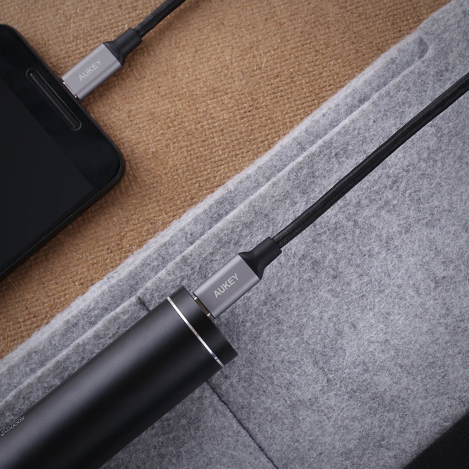 AUKEY CB-CD5 1M USB C To USB C Quick Charge 3.0 Durable Braided Nylon Cable - Aukey Malaysia Official Store