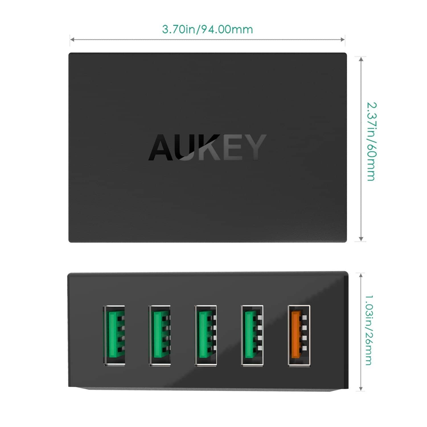 AUKEY PA-T1 54W 5 USB Port Qualcomm Quick Charge 2.0 Desktop Charger - Aukey Malaysia Official Store