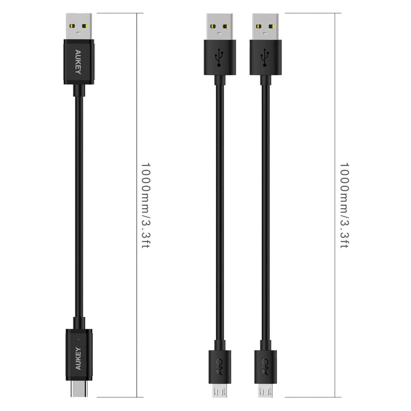 AUKEY CB-TD1 USB 2.0 A TO USB C + Micro USB Qualcomm Quick Charge Cable (3 Pack) - Aukey Malaysia Official Store