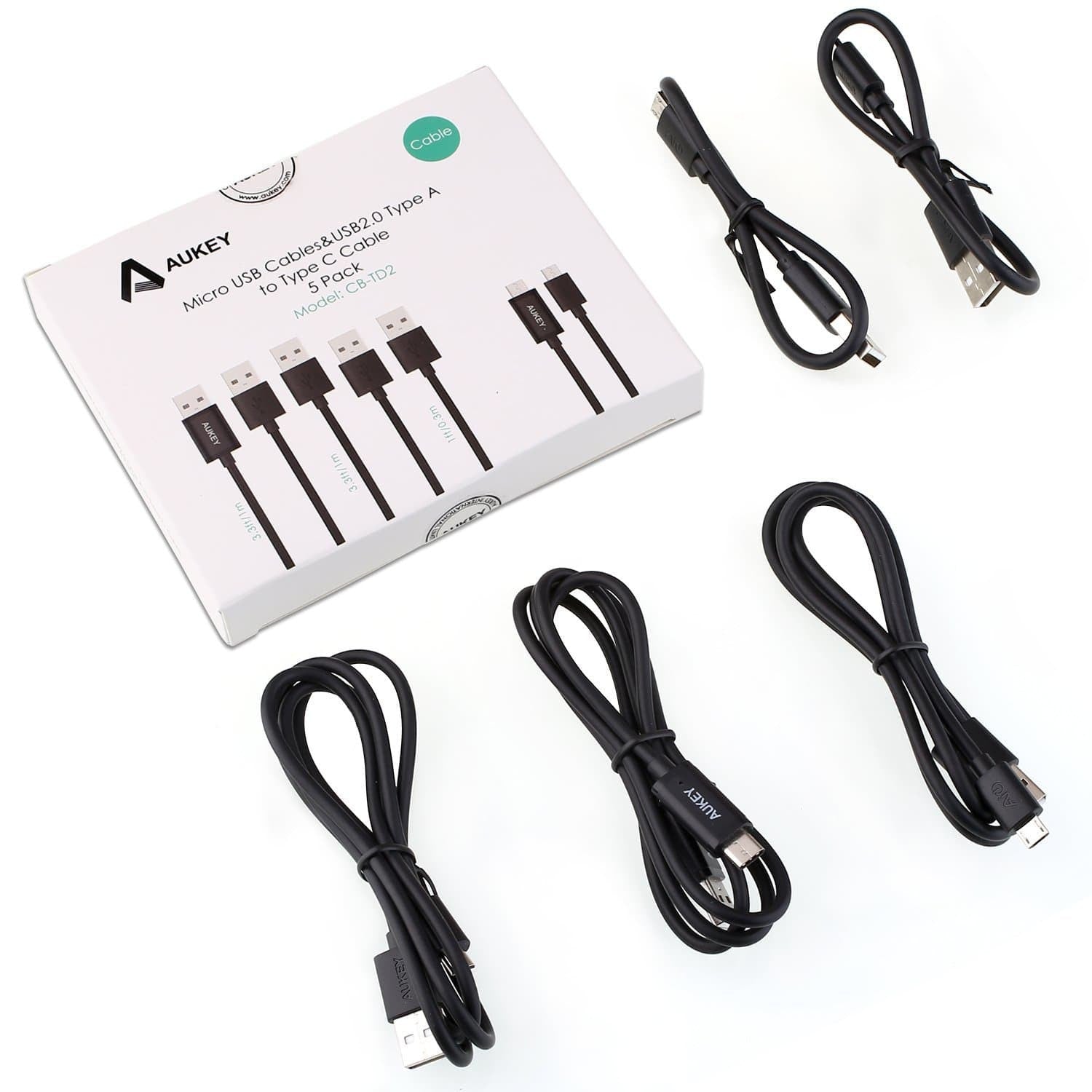 AUKEY CB-TD2 USB C + Micro USB Qualcomm Quick Charge Cable (5 pack) - Aukey Malaysia Official Store