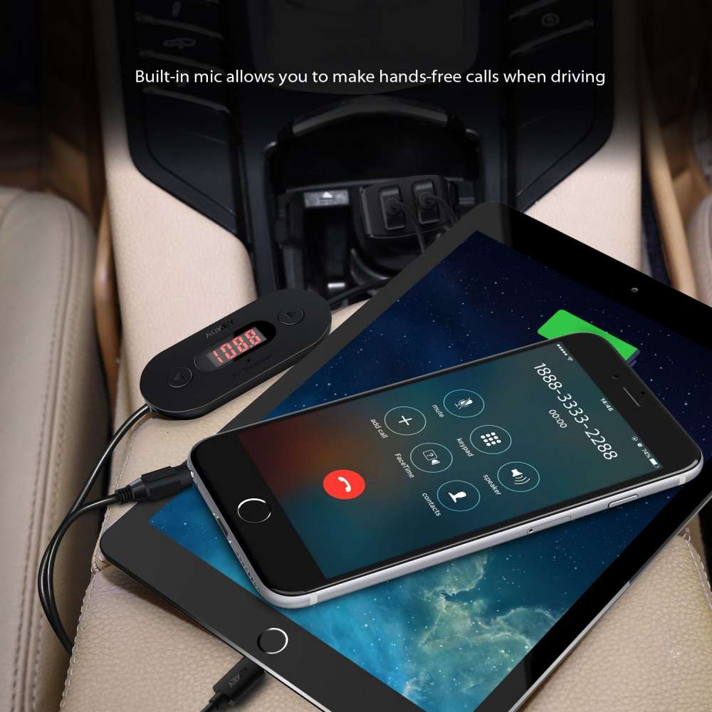 AUKEY BT-F2 In Car FM Transmitter Radio Adapter with Dual USB 4.8A Car Charger - Aukey Malaysia Official Store