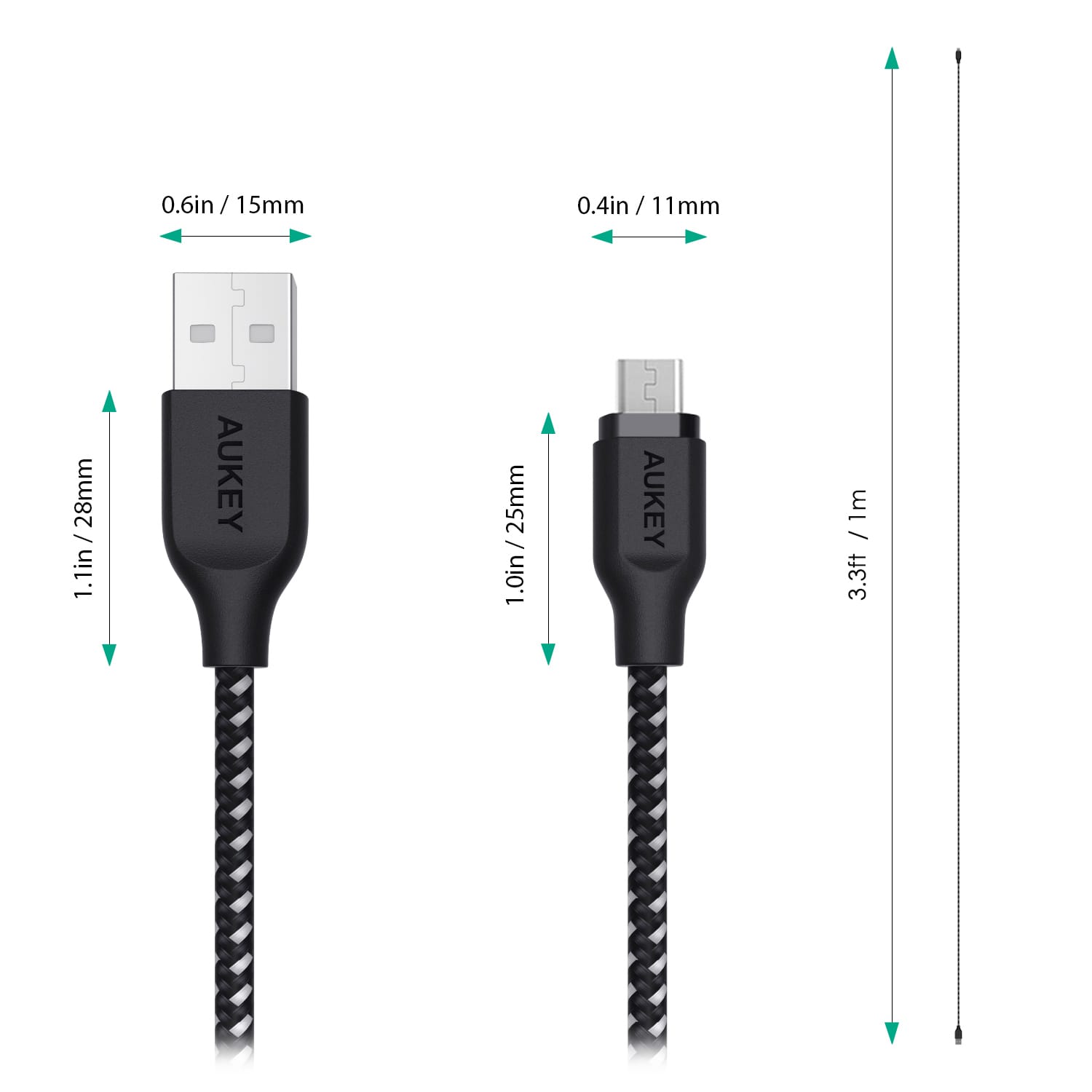AUKEY CB-AM1 High Performance Nylon Micro USB Cable 1.2 meter - Aukey Malaysia Official Store
