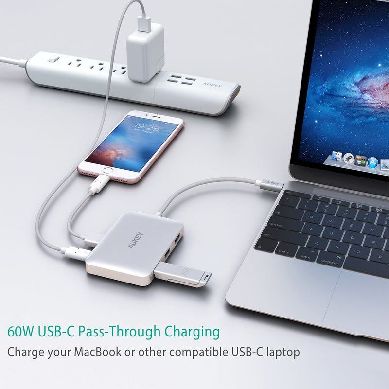 AUKEY CB-C60 6 In 1 USB Type C Hub USB 3.0 , HDMI Port 4K and 60W USB C PD Port - Aukey Malaysia Official Store