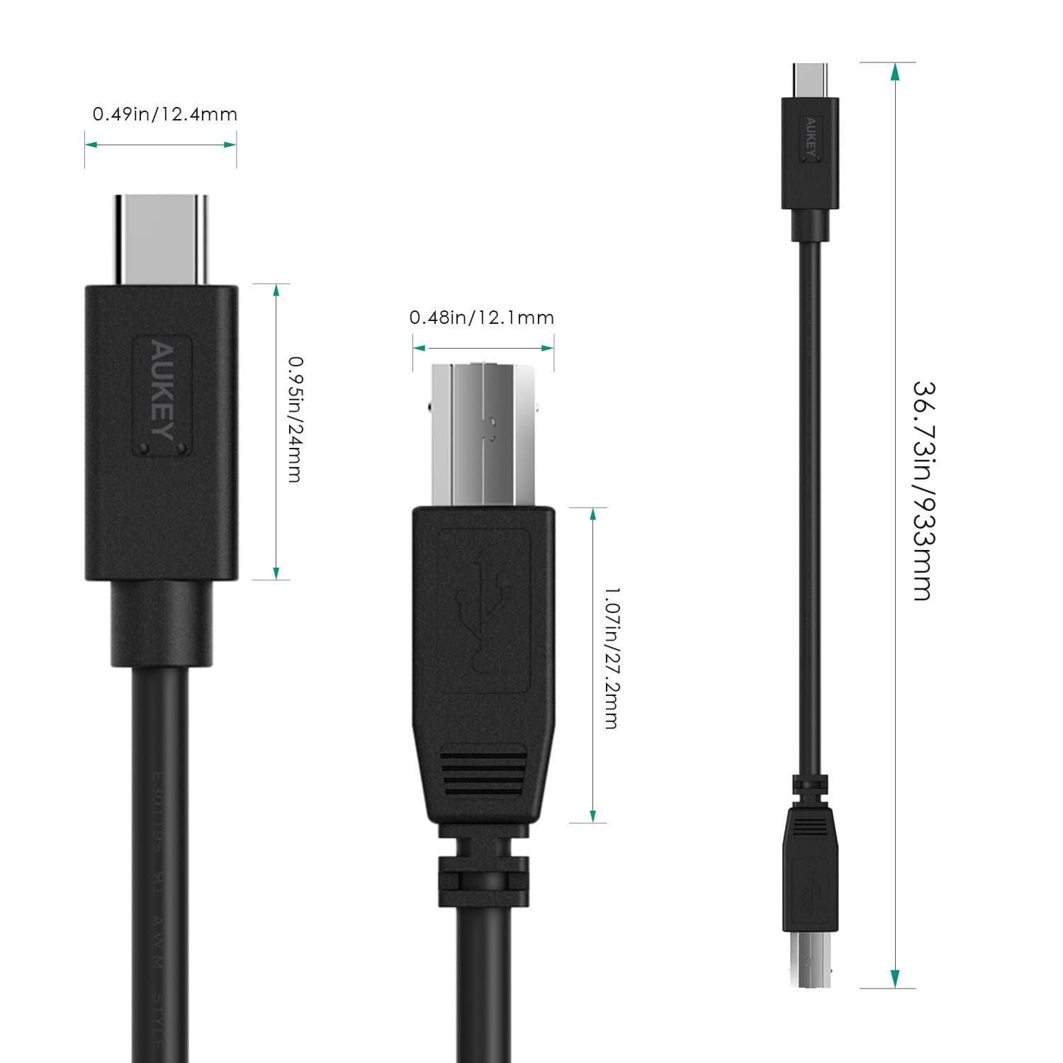 AUKEY CB-C7 USB 2.0 USB-C To USB-B Cable - Aukey Malaysia Official Store