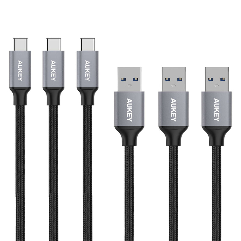AUKEY CB-CMD1 1M USB A To USB C Quick Charge 3.0 Durable Braided Nylon Cable (3 Pack) - Aukey Malaysia Official Store
