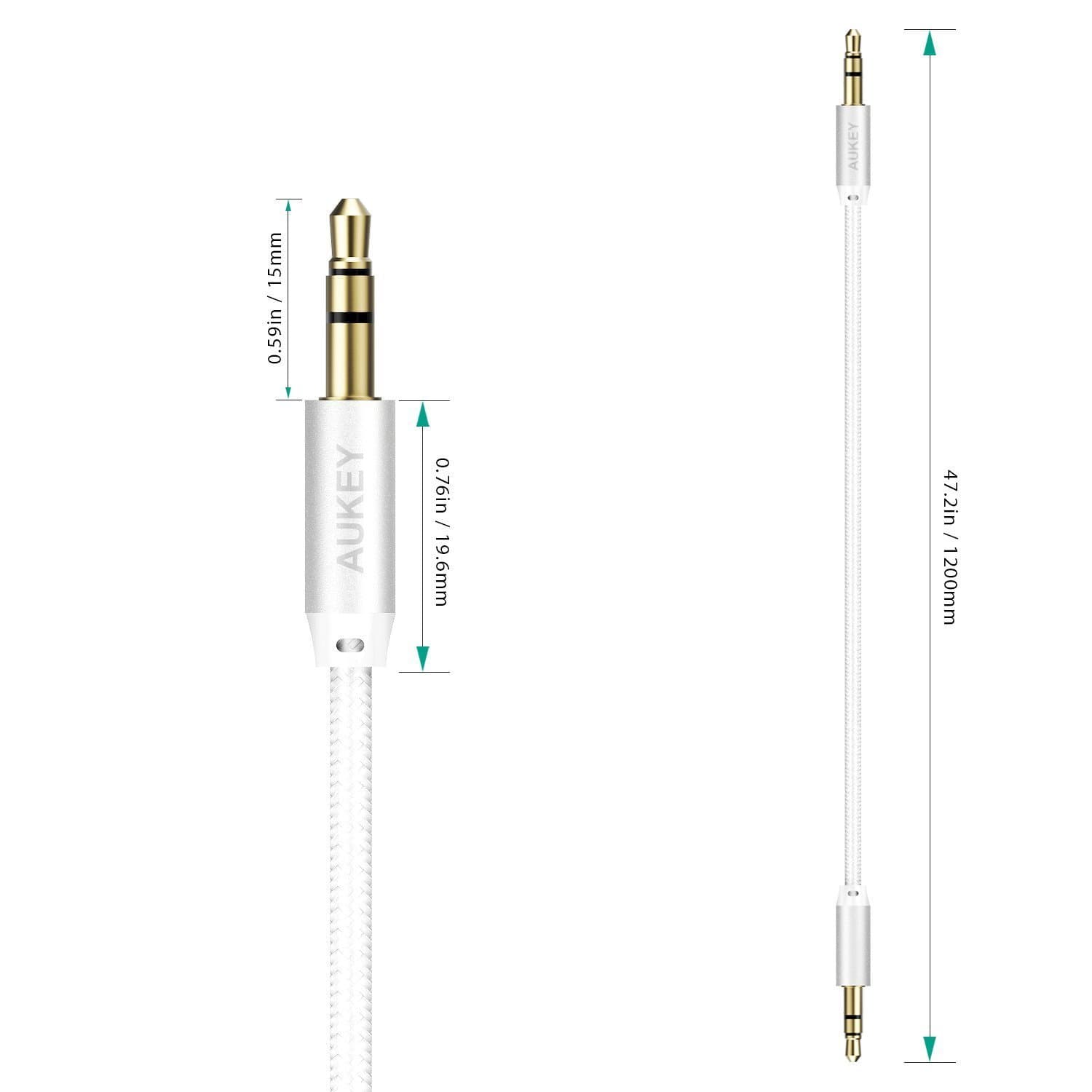 AUKEY CB-V12 3.5mm Audio Aux Cable Nylon Braided Cable 1.2 meter - Aukey Malaysia Official Store