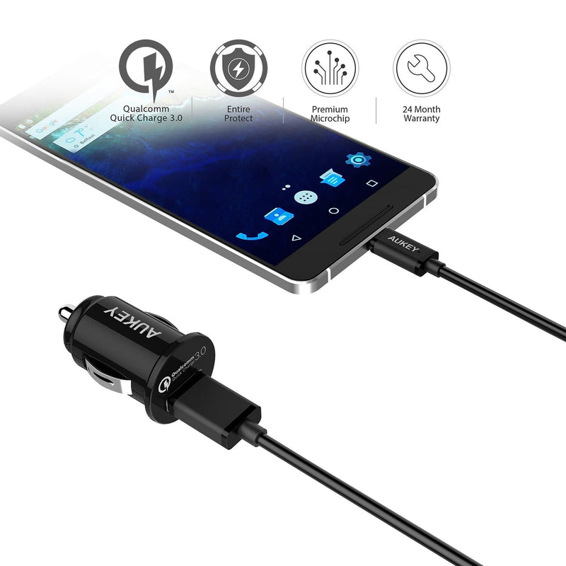 AUKEY CC-T13 18W Single Port Qualcomm Quick Charge 3.0 Car Charger - Aukey Malaysia Official Store