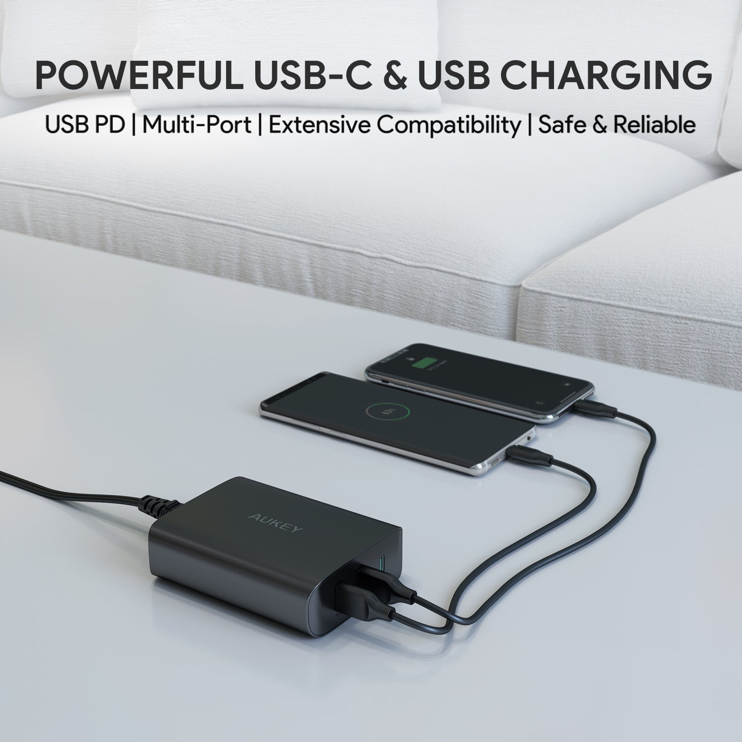 AUKEY PA-Y12 60W USB C Power Delivery 3.0 & Dual Port USB Desktop Charger - Aukey Malaysia Official Store