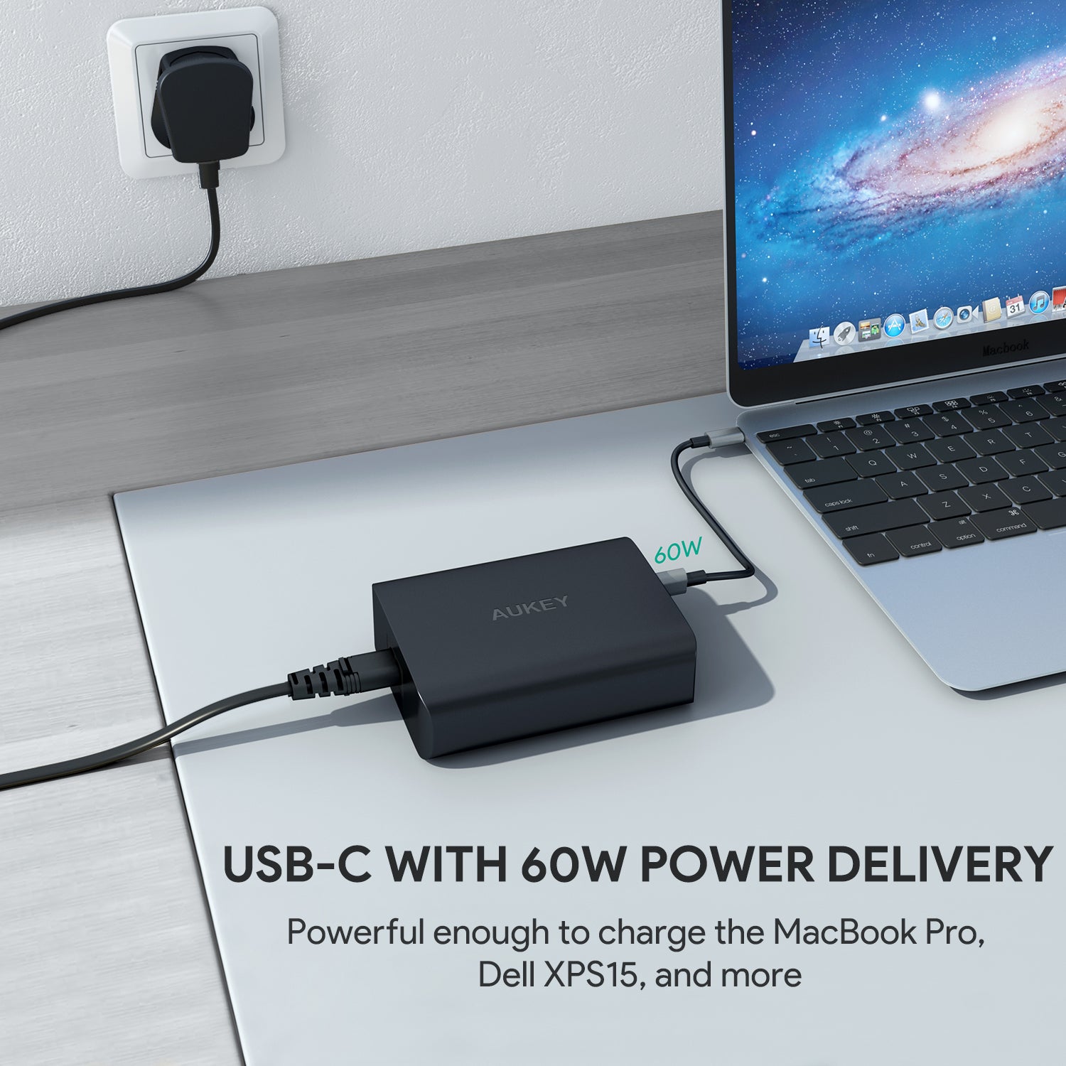 AUKEY PA-Y12 60W USB C Power Delivery 3.0 & Dual Port USB Desktop Charger - Aukey Malaysia Official Store