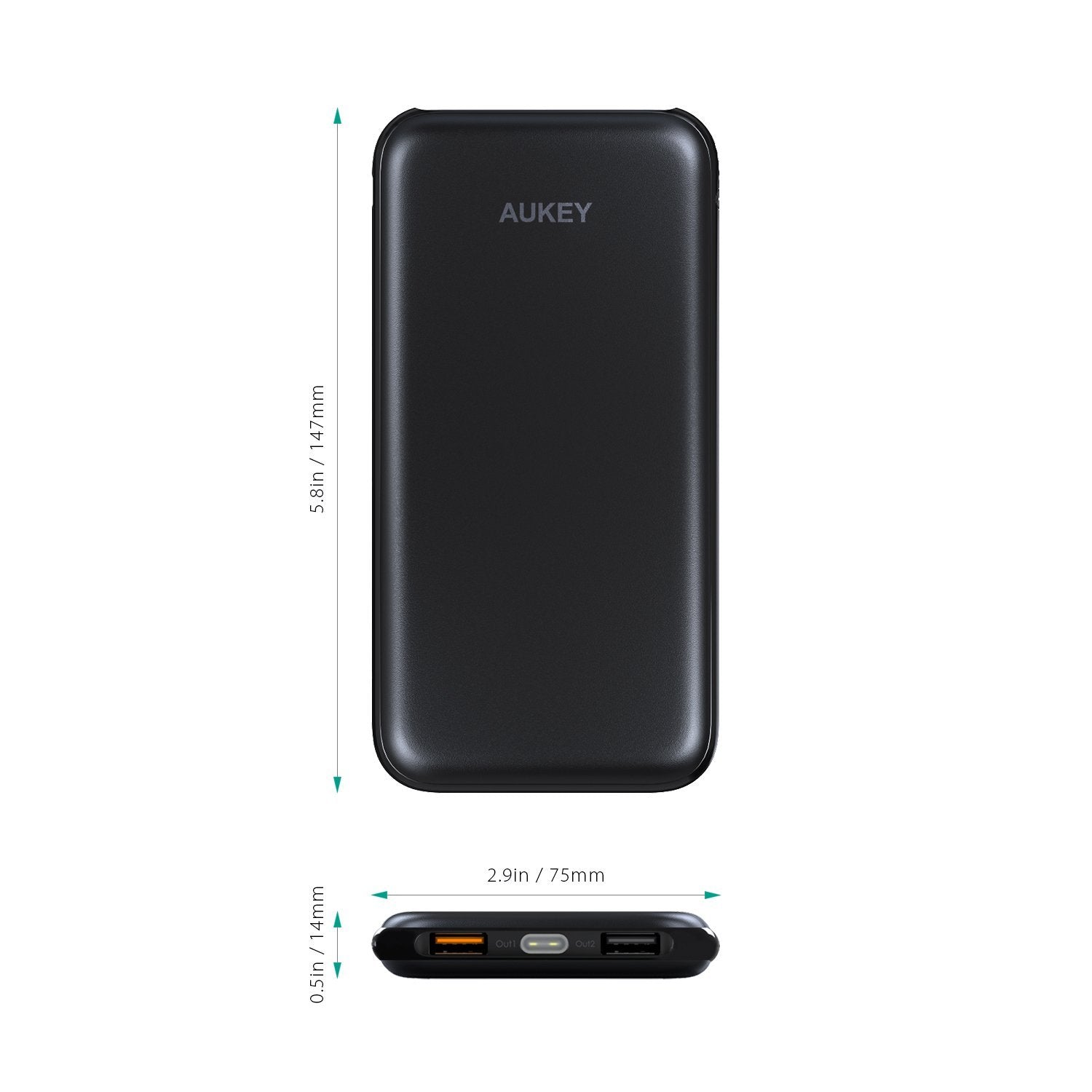 AUKEY PB-T18 10000mAh Qualcomm Quick Charge 3.0 Slimline Power Bank - Aukey Malaysia Official Store