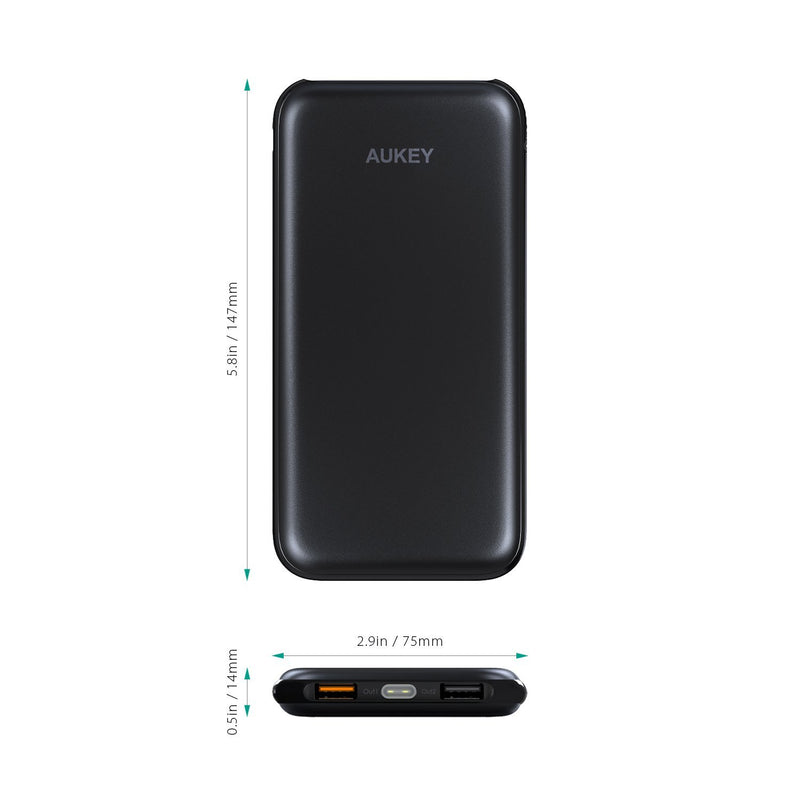 AUKEY PB-T18 10000mAh Qualcomm Quick Charge 3.0 Slimline Power Bank - Aukey Malaysia Official Store