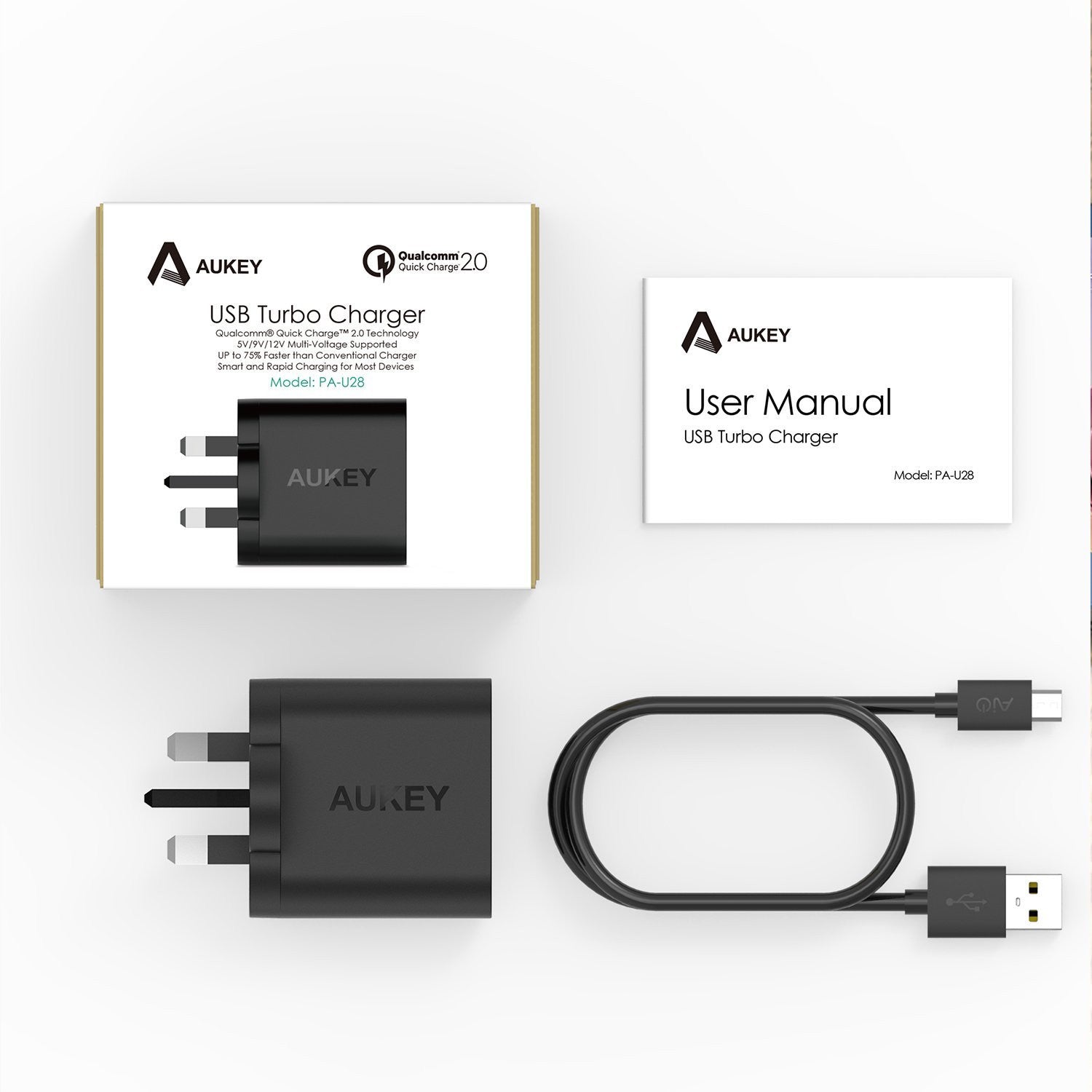 AUKEY PA-U28 Qualcomm Quick Charge 2.0 Wall Charger (UK PLUG) - Aukey Malaysia Official Store