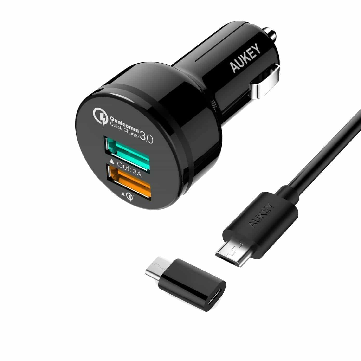 CC-T7 36W Quick Charge 3.0 Car Charger + USB C To Micro USB Converter