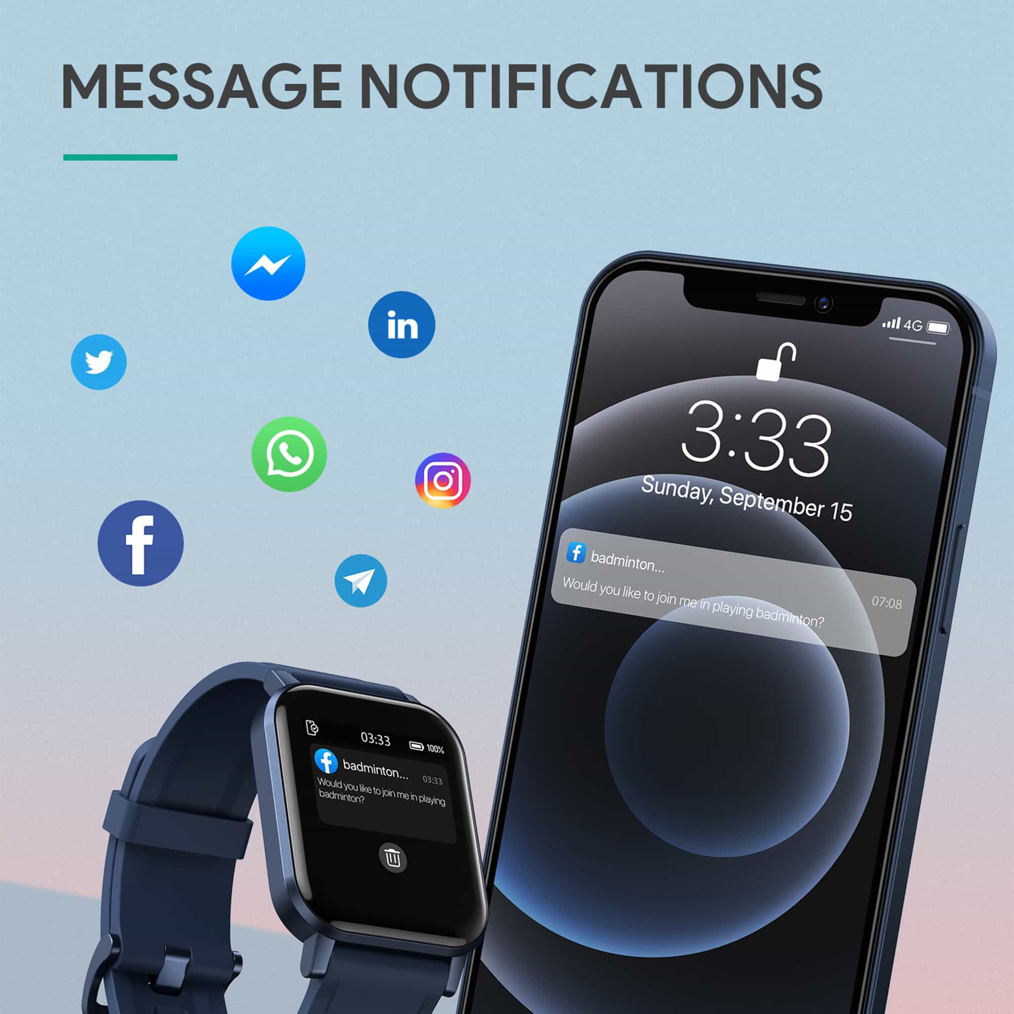 LS02 Smartwatch Fitness Tracker 12 Activity Modes IPX6 Waterproof