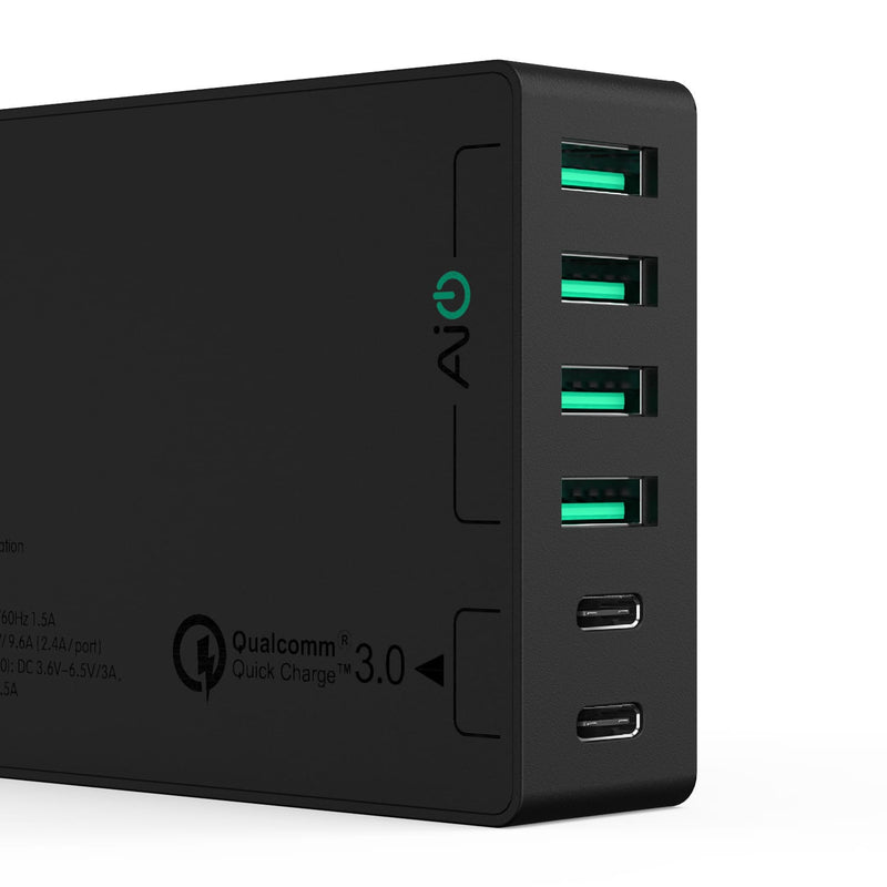 AUKEY PA-Y6 60W TYPE-C 6-Port Qualcomm Quick Charge 3.0 Charging Station - Aukey Malaysia Official Store