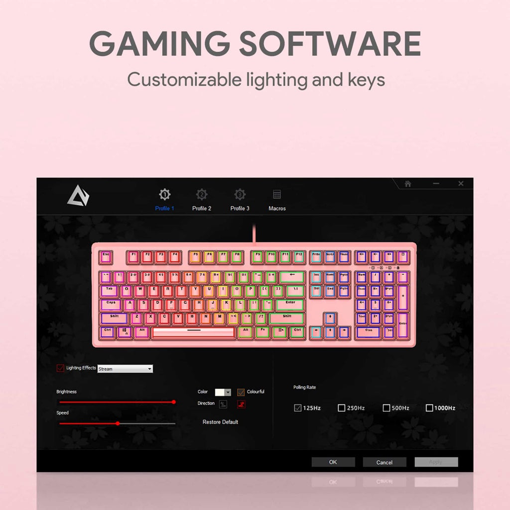 KM-G15 Pink Mechanical Blue Switch Gaming Keyboard