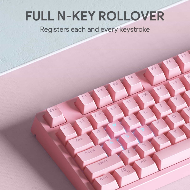 KM-G15 Pink Mechanical Blue Switch Gaming Keyboard