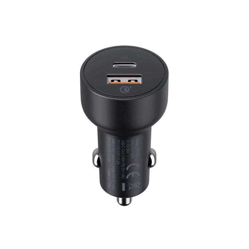 CC-Y6 36W USB C Power Delivery And USB QC3.0 Car Charger