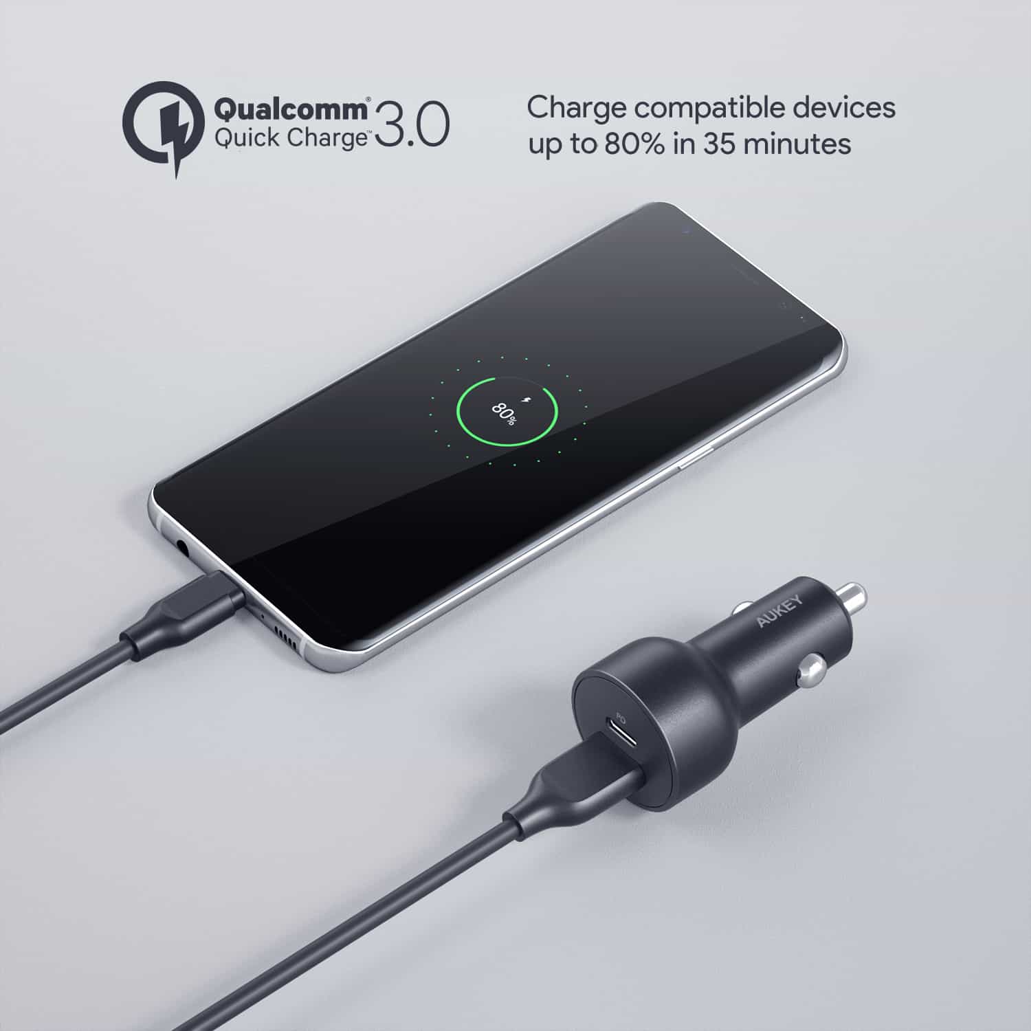 CC-Y6 36W USB C Power Delivery And USB QC3.0 Car Charger