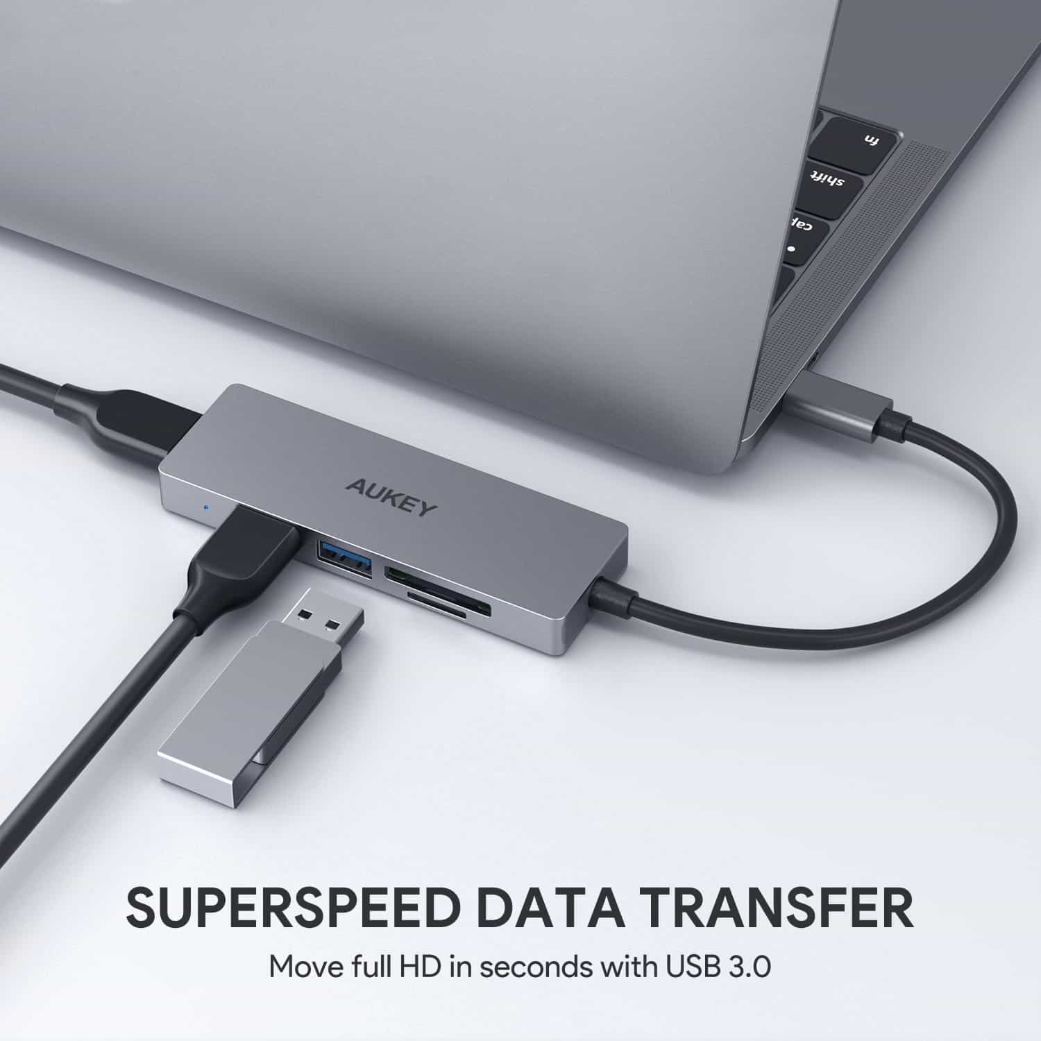 CB-C63 USB-C to 3-Port USB 3.0 Gen 1 Aluminum Hub with Card Reader