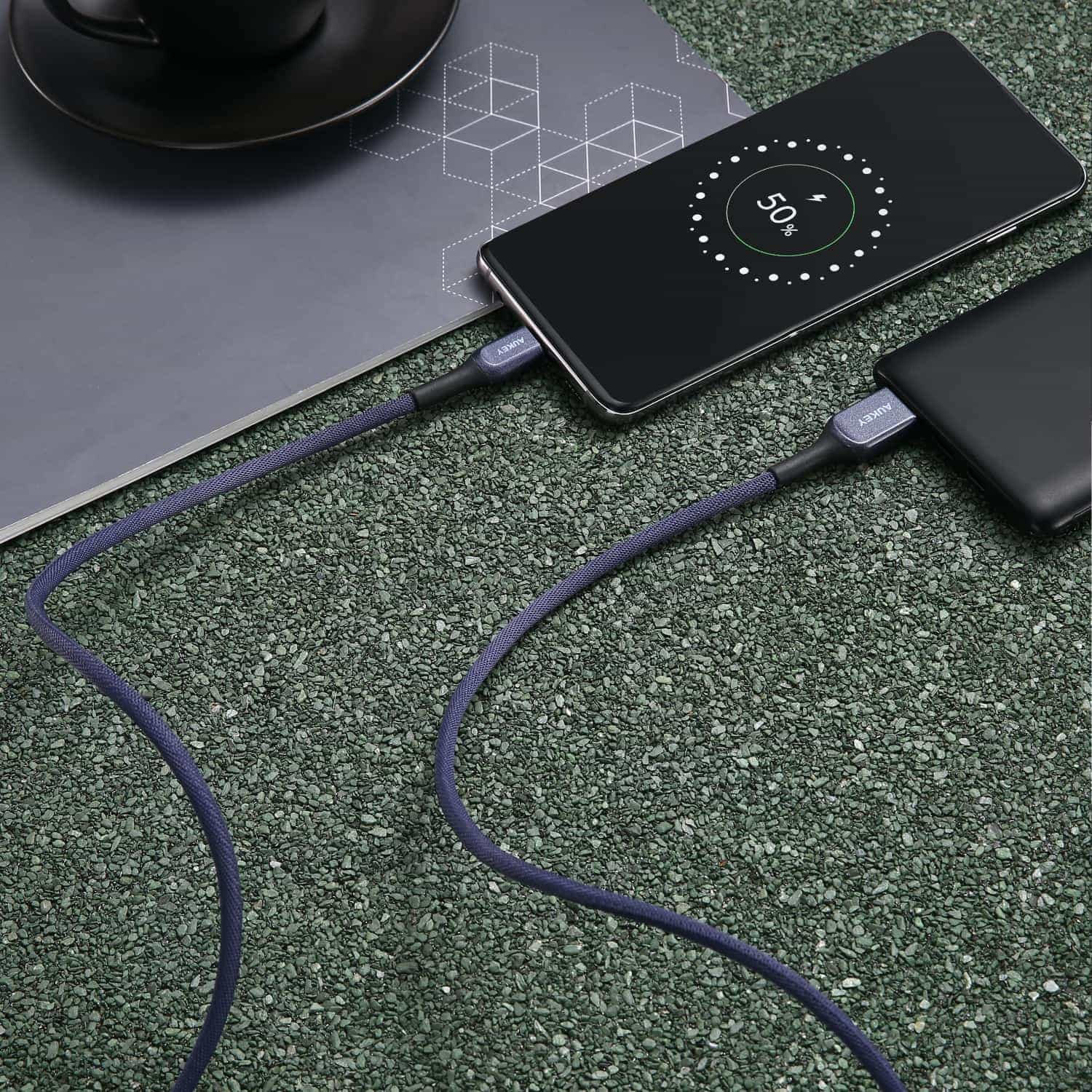 CB-AKC1 USB A To USB C Quick Charge 3.0 Kevlar Cable - 1.2M