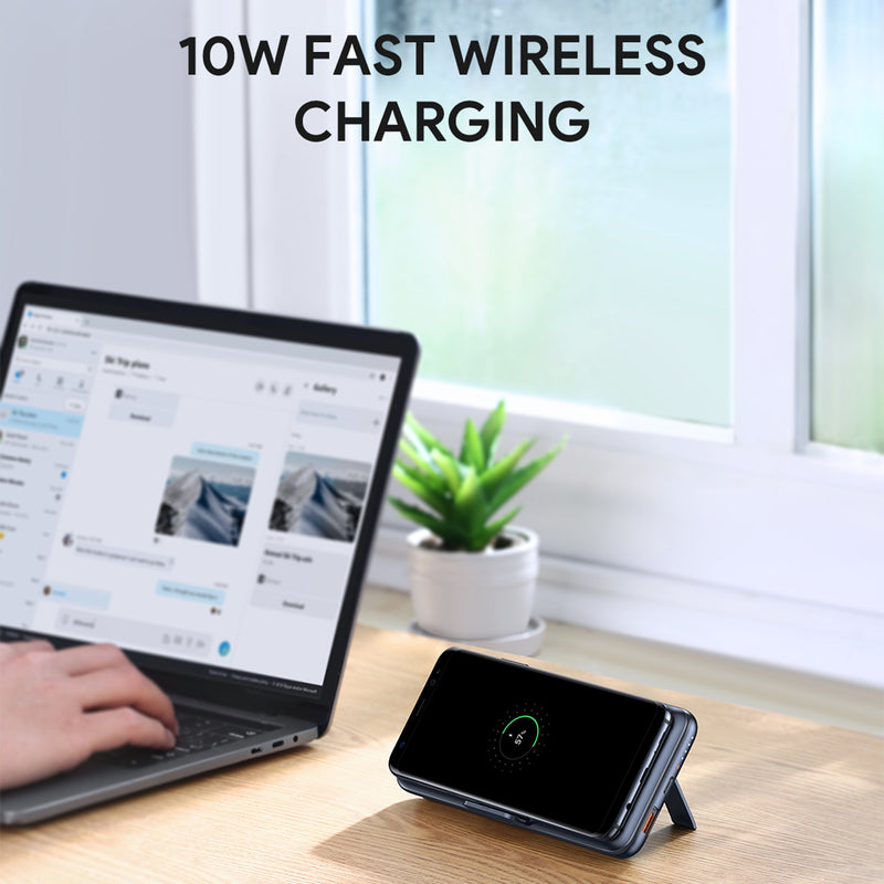 PB-WL02 18W PD QC 3.0 10000mAh Power Bank With Foldable Stand & Wireless Charging