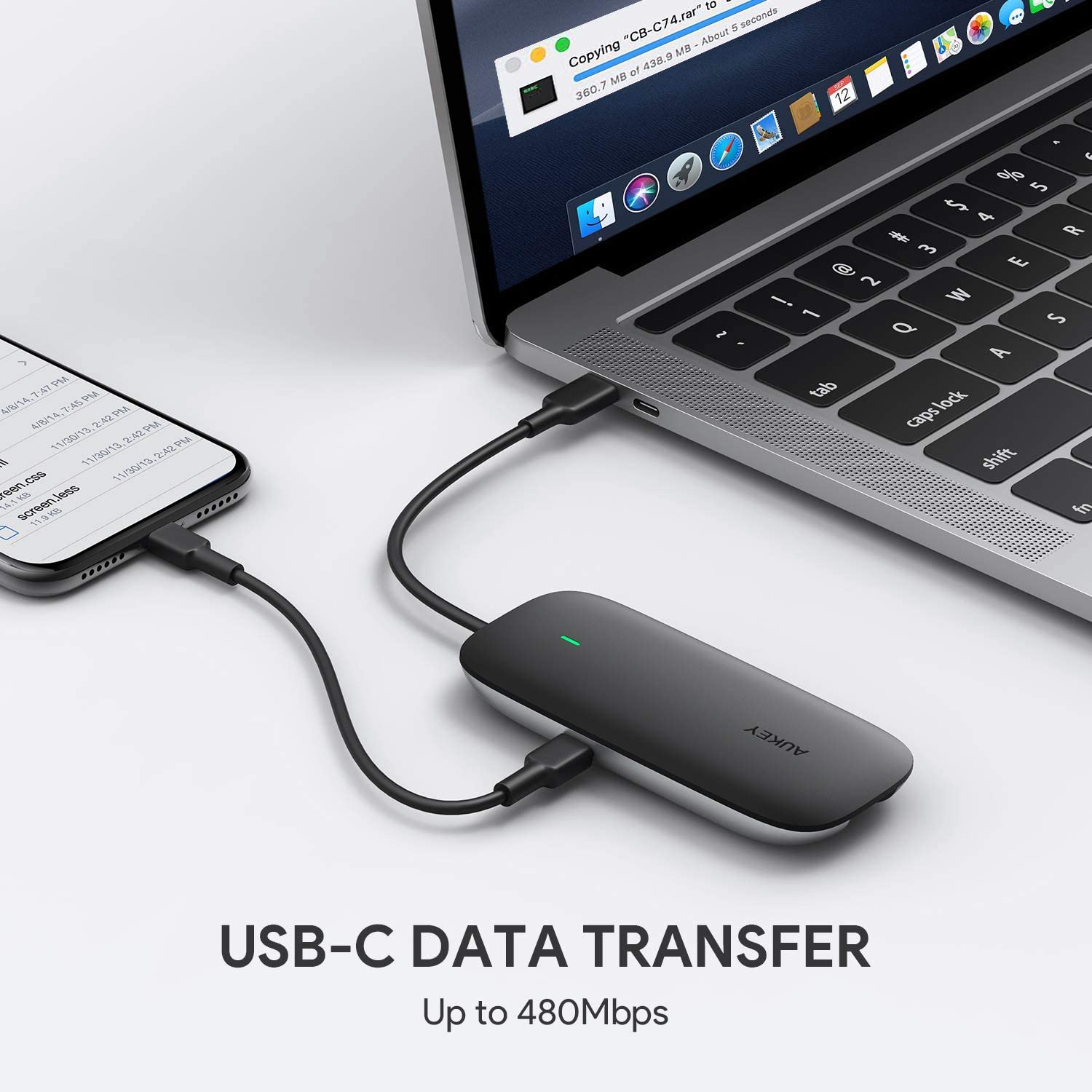 CB-C74 5 in 1 USB C Hub Ethernet Adapter with SD/TF Card Reader
