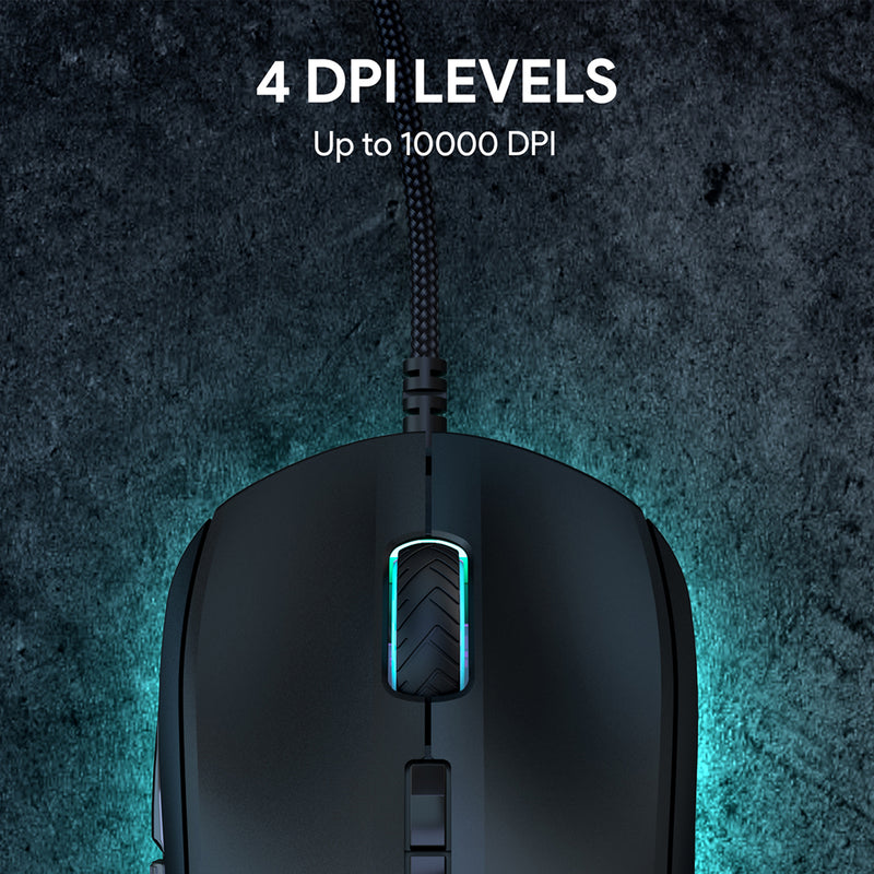 GM-F4 Knight RGB Gaming Mouse with 10000 DPI resolution - Wired