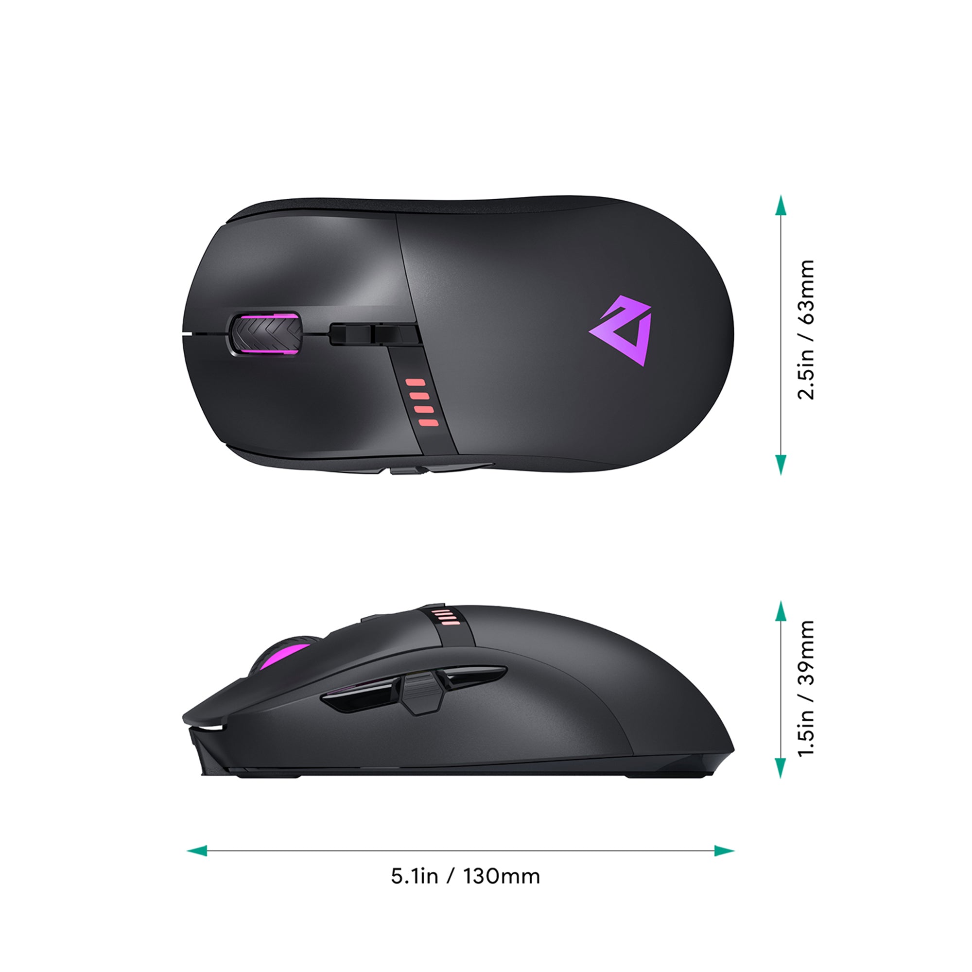 GM-F5 Knight RGB Gaming Mouse with 16000 DPI resolution - Wired + Wireless