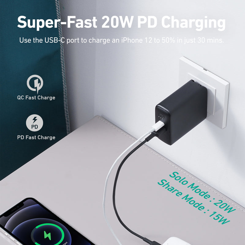 PA-PD20 PowerDuo 5K 20W PD Power Bank with Integrated Outlet